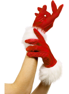 Weihnachtsfrau Kurze Handschuhe Mit Pelz