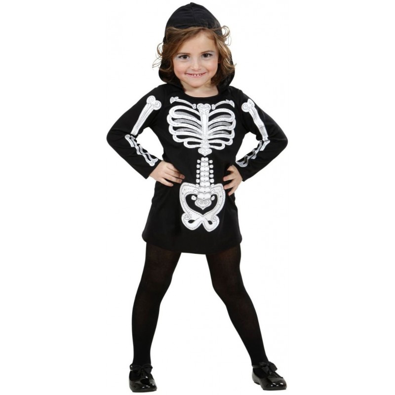 Glamour Skelett Kinderkostüm-Kinder 110