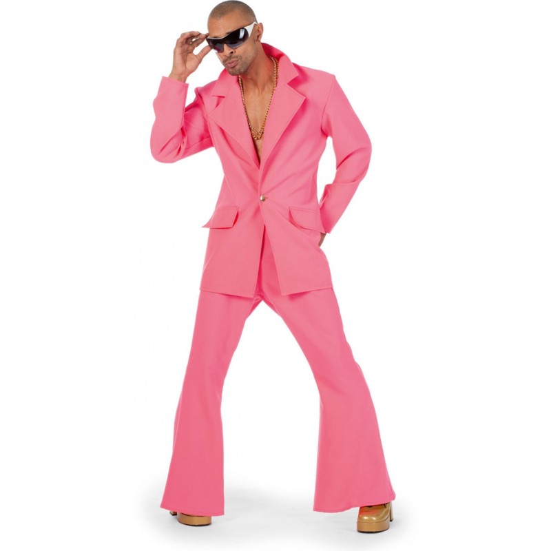 70er Disco Fever Anzug in pink-Herren 50