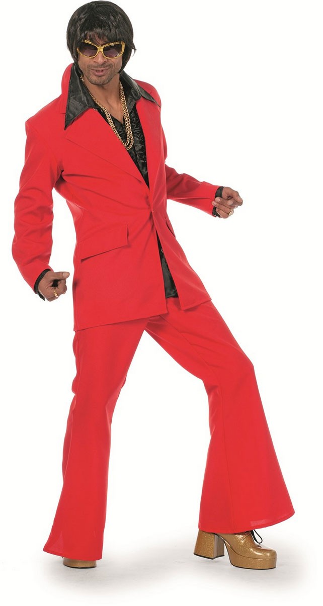 70er Disco Fever Anzug in rot-Herren 50
