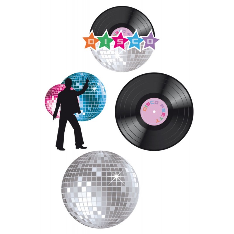 70er Jahre Party Disco Deko 4er-Set