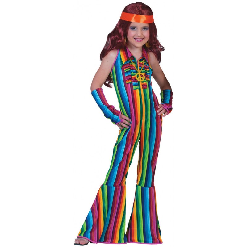 Rainbow Hippie Girl Kinderkostüm-Kinder 116