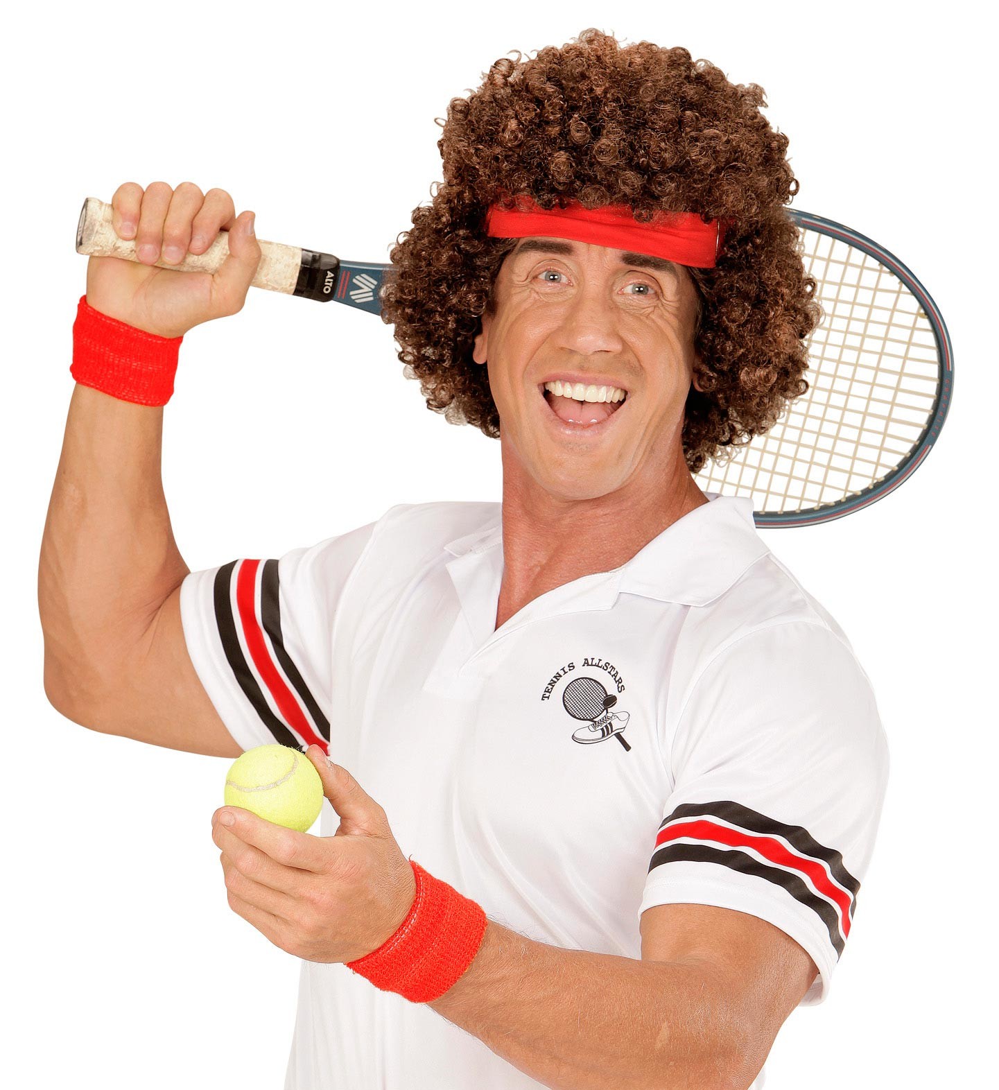 Tennisspieler Afro Perücke