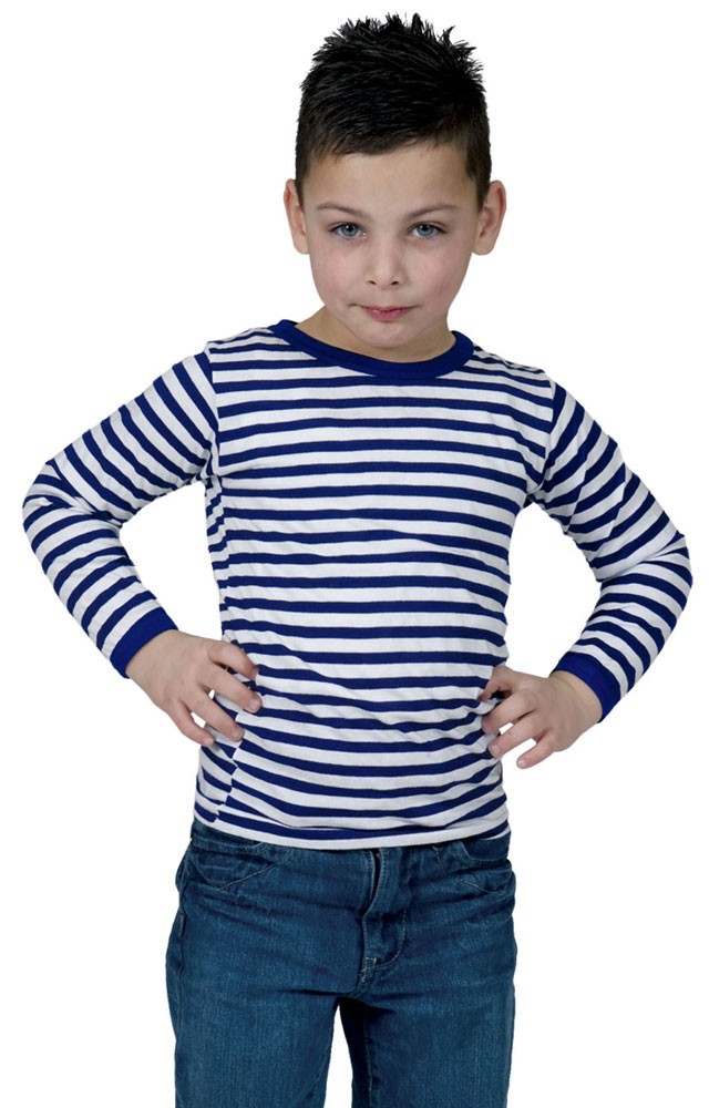 Langarm Ringelshirt blau-weiß für Kinder-Kinder 128