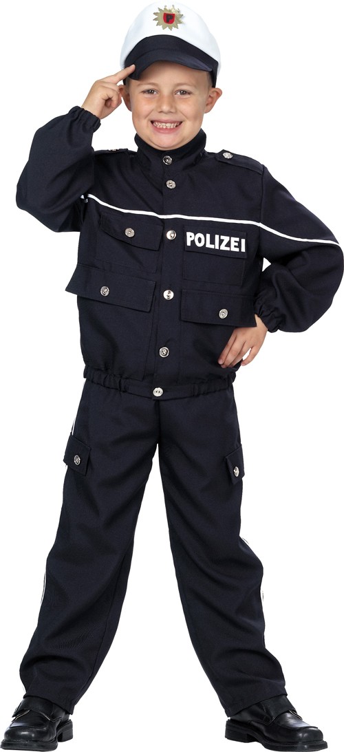 Polizei Kinderkostüm mit Mütze