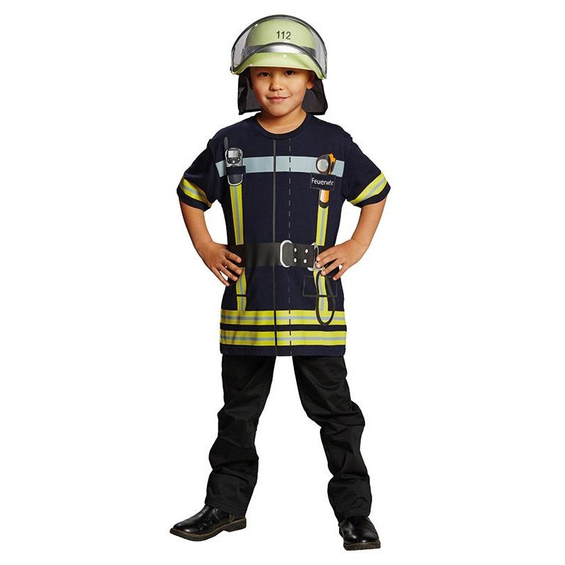 Feuerwehr Shirt Kinderkostüm-Kinder 140