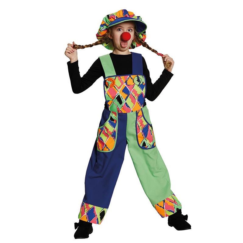Bunte Clown Latzhose Kinderkostüm-Kinder 116