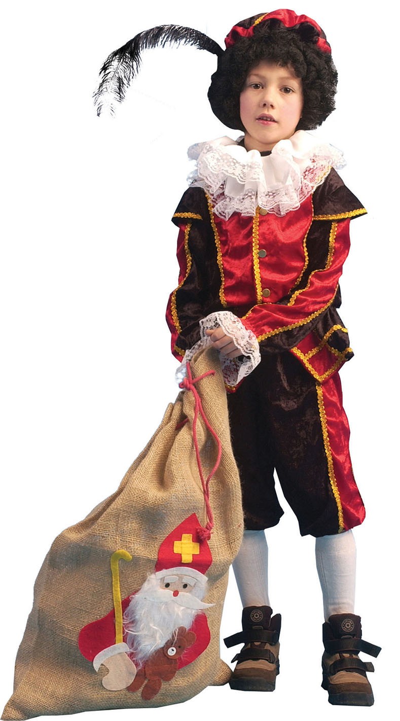 Kleiner Zwarter Piet Kinderkostüm schwarz-rot-Kinder 152