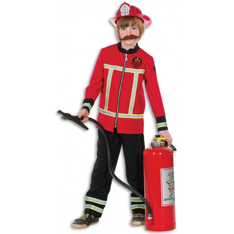 Klassischer Feuerwehrmann Kinderkostüm Deluxe-Kinder 128