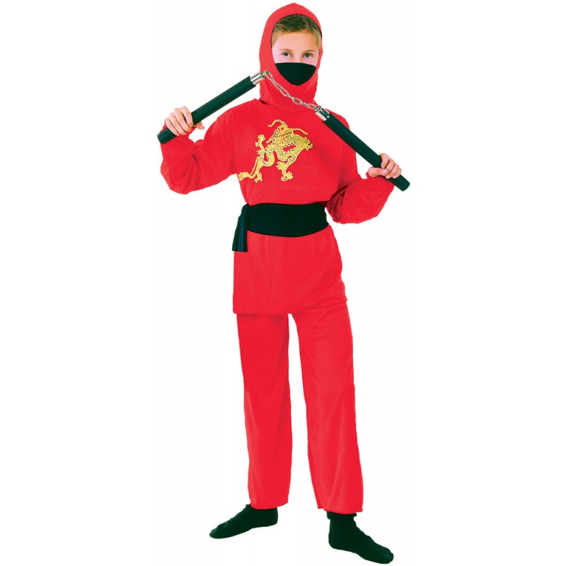 Red Ninja Fighter Kinderkostüm-S
