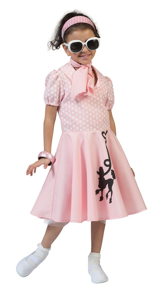50er Jahre Pudel Kleid Kinderkostüm rosa