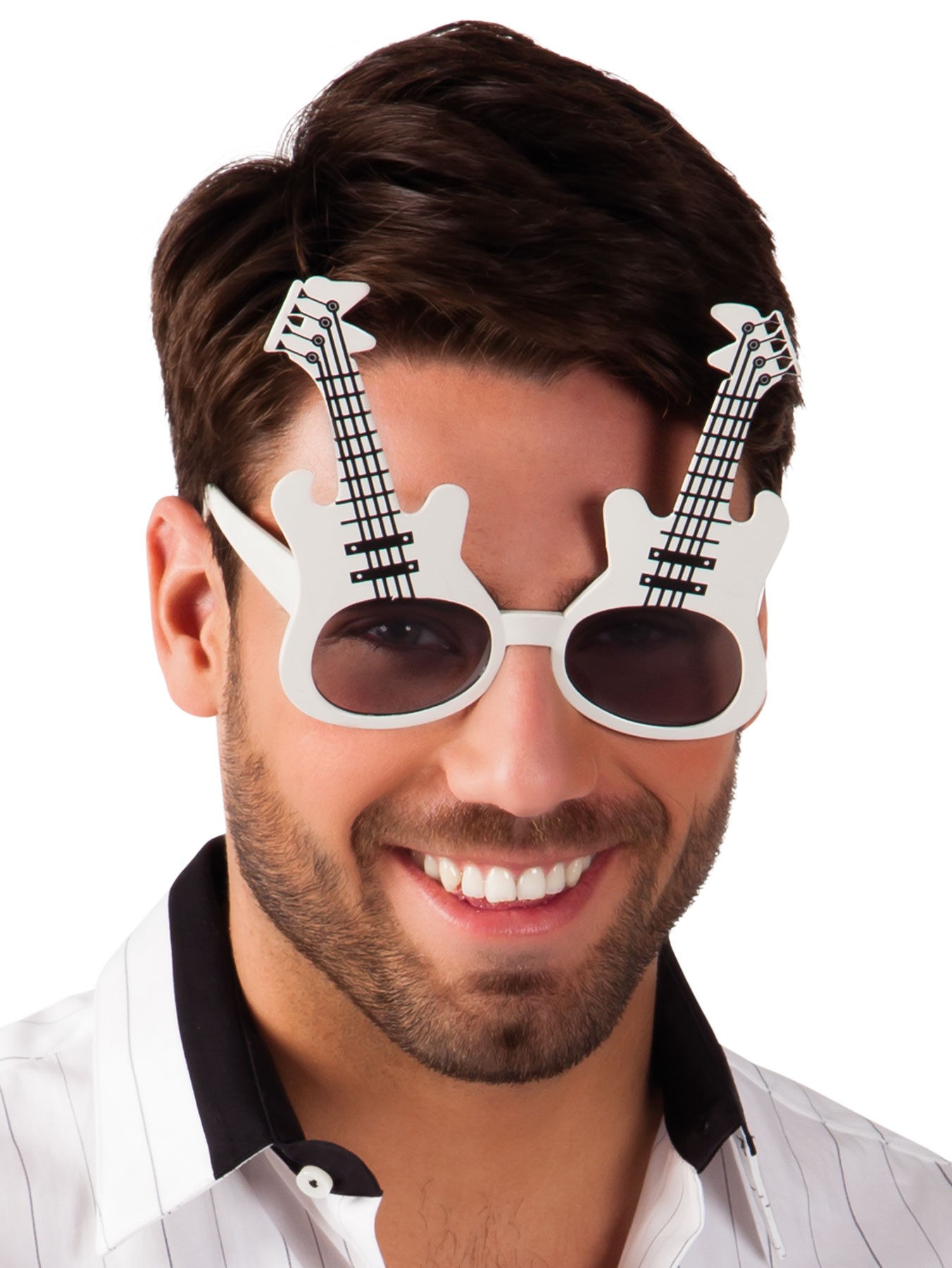 Coole Gitarren Brille schwarz-weiß