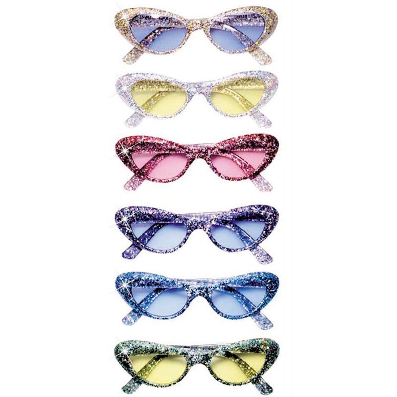 Katzenauge 70er Jahre Glitter Brille-blau
