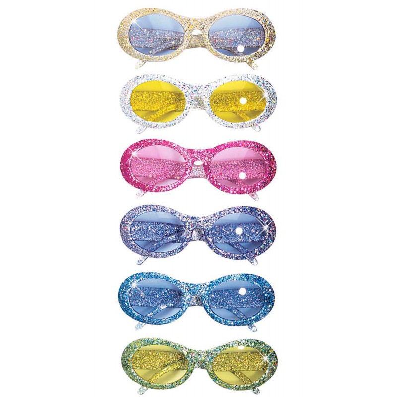 Ovale 70er Jahre Glitter Brille-pink