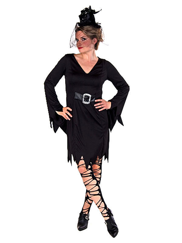 Elegante Hexe Halloween-Damenkostüm schwarz