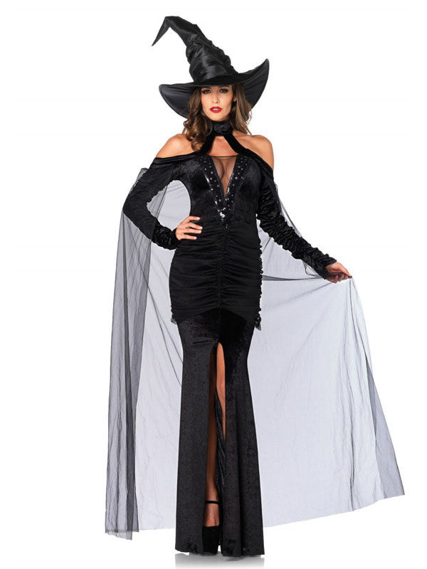 Verführerische Hexe Halloween-Damenkostüm schwarz
