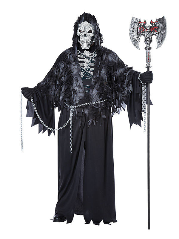 Gevatter Tod Halloween-Kostüm Sensenmann XL schwarz-weiss