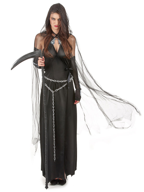 Sensenfrau Halloween Damenkostüm schwarz