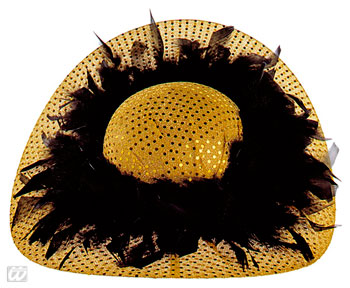 Glitzer Party Hut mit Federn Gold
