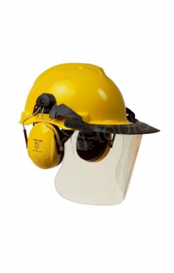 Bauarbeiterhelm gelb mit Lärmschutz