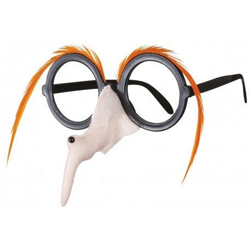 Brille mit Hexennase und orangen Augenbrauen