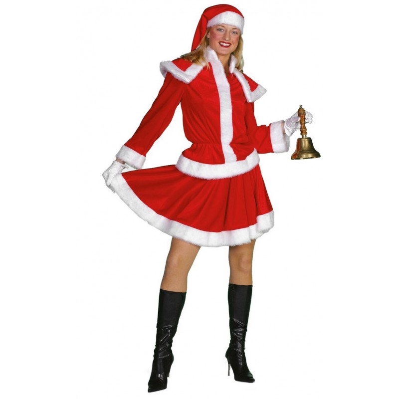 Weihnachtsfrau Kostüm Velours Deluxe-Damen 42