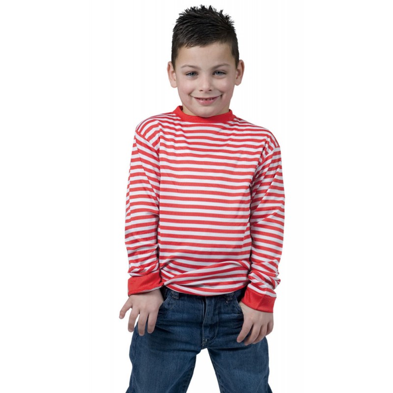 Langarm Ringelshirt rot-weiß für Kinder