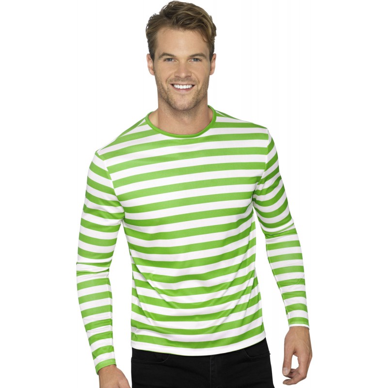 Stripy Ringelshirt grün-weiß unisex-M