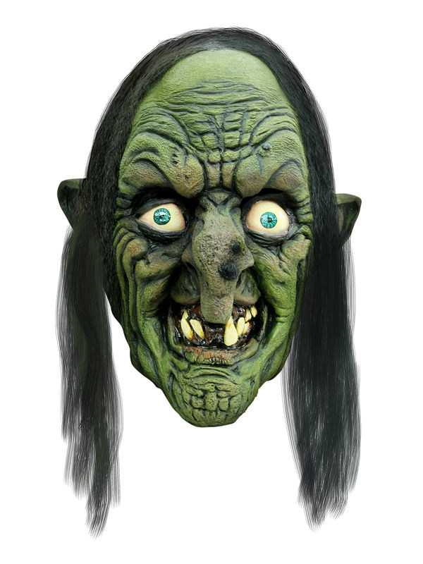 Fiese Hexe Halloween Latex-Maske Zauberin grün