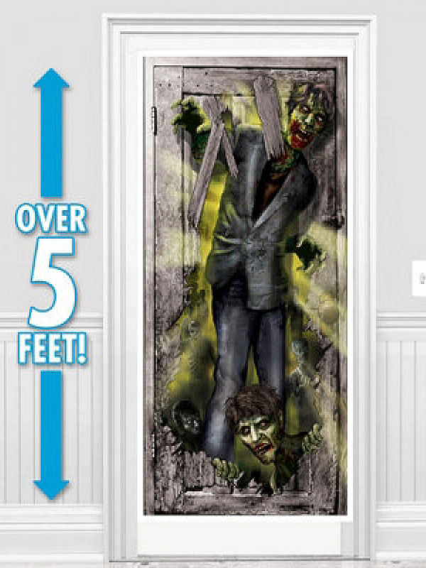 Blutrünstiges Zombie Tür-Poster bunt 165x85cm