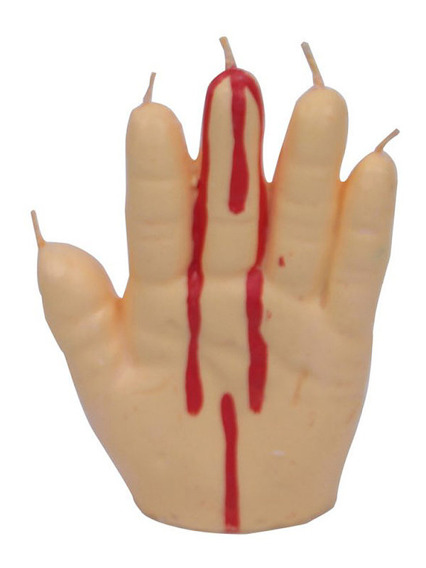 Blutige Hand Kerze Halloween-Deko beige-rot