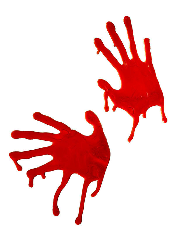 Blutige Hände Halloween Fensterdeko Set 2-teilig rot 18,5x7,5cm