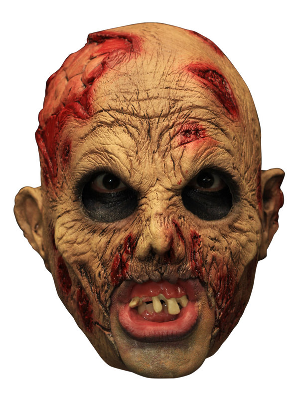 3/4 Zombiemaske mit Gebiss Untoter-Maske beige-rot