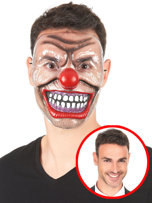 Transparente Clowns-Halbmaske Horrorclown-Halloweenmaske bunt-transparent