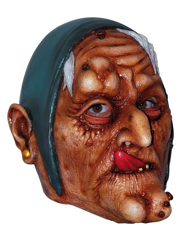 Hexenmaske Halloween Maske braun-blau