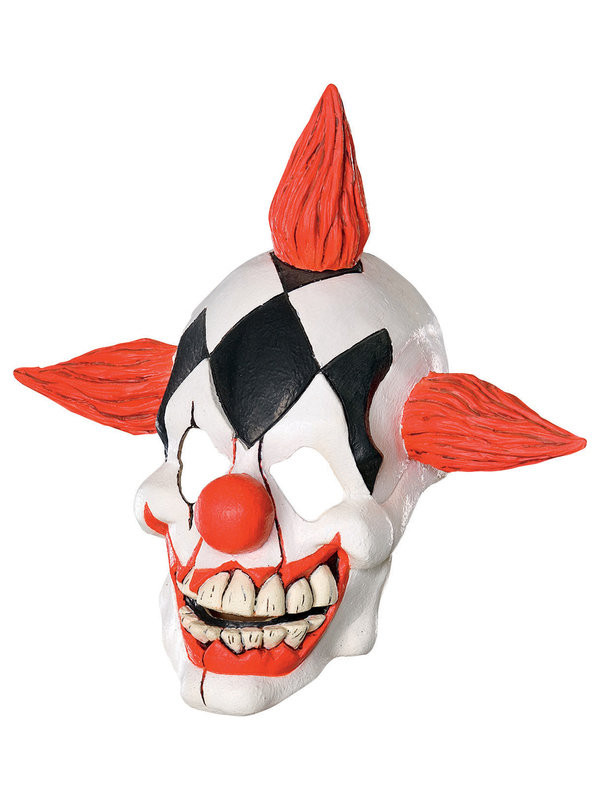 Böser Clown-Latexmaske Horrorclown-Maske weiss-rot-schwarz