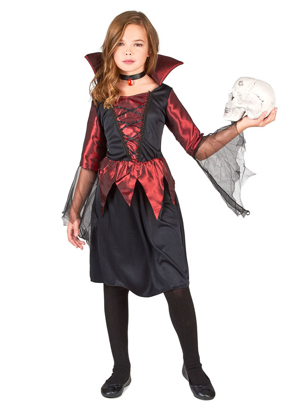 Vampirlady Halloween Kinderkostüm schwarz-rot