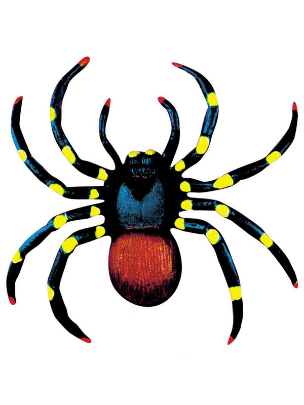 Spinnen Halloween Deko 2er-Set schwarz-gelb-rot 10cm
