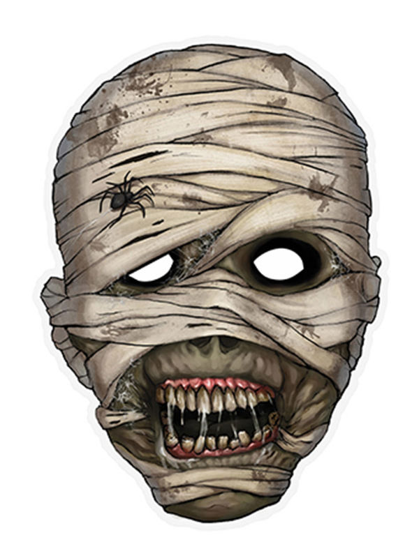 Mumie Halloween-Maske grau-rot