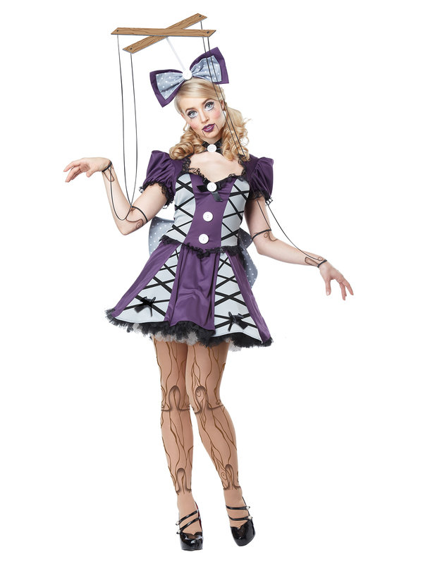 Marionette Damenkostüm Puppe Doll lila-silber