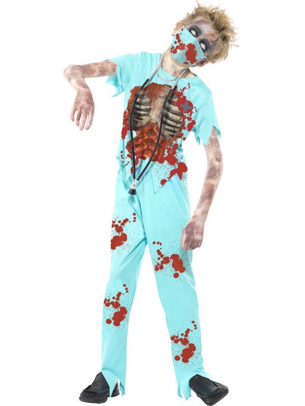 Zombie Chirurg Halloween Kinderkostüm hellblau