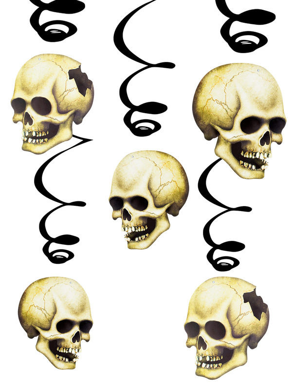 Skelett Totenschädel Spiralen Halloween Party-Deko 5 Stück bunt 102cm