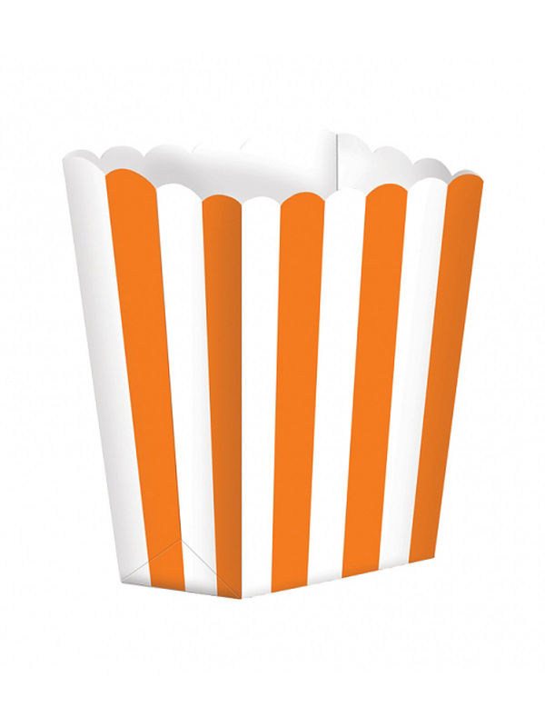 Retro Popcorn Süssigkeiten-Box Partydeko-Set 5 Stück weiss-orange