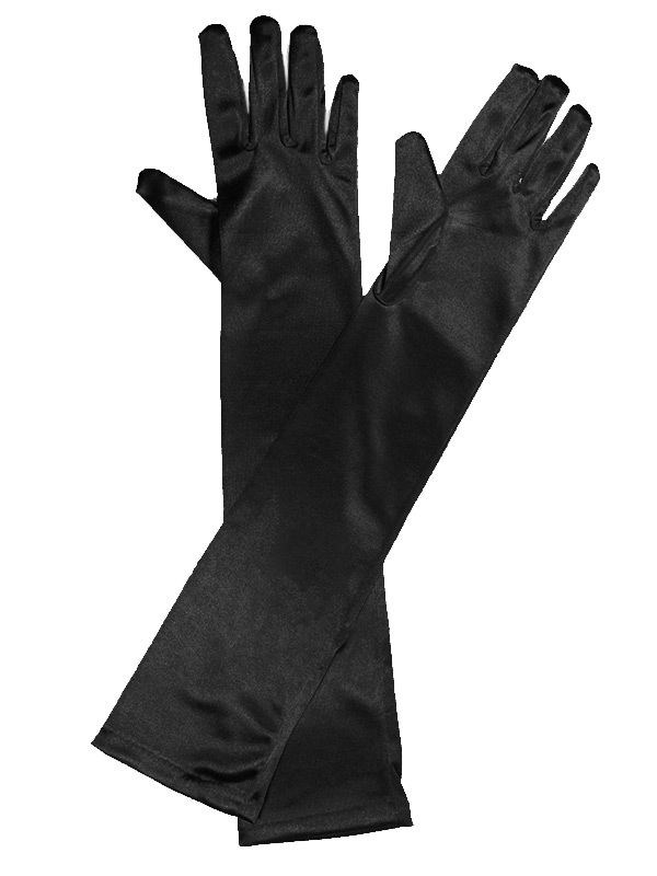 Handschuhe gerafft lang schwarz