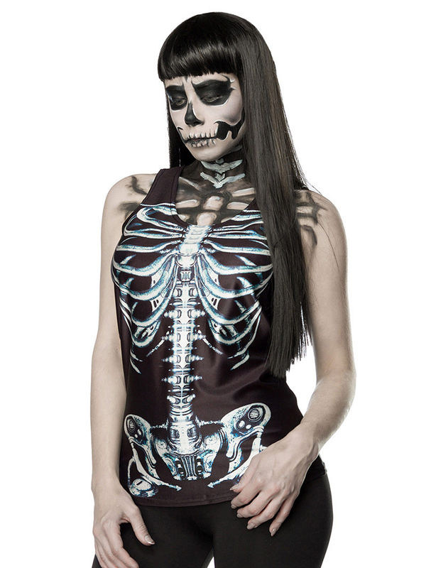 Gothic Skelett Tank-Top Halloween schwarz-weiss