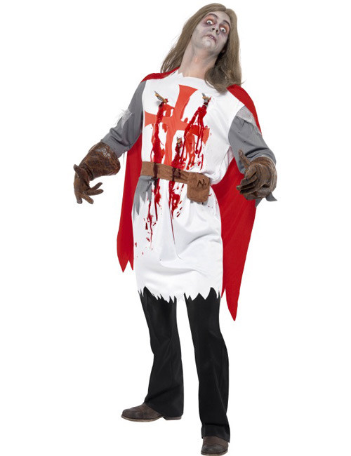 Zombie Kreuzritter Halloween Kostüm weiss-rot