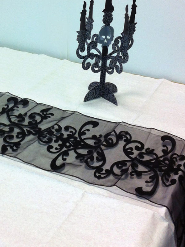 Gothic Tischläufer Ornament-Muster Halloween-Deko schwarz 25x100cm