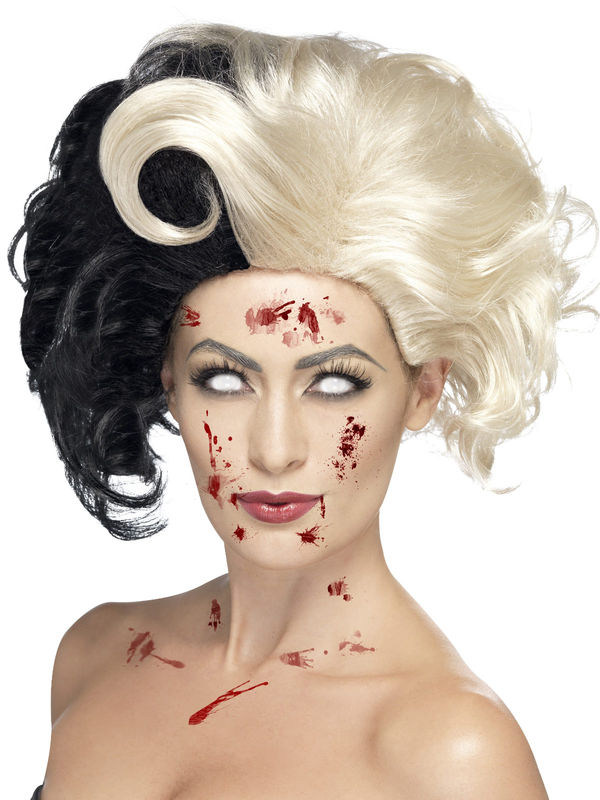 Gothic Zombie Kurzhaar-Perücke mit Tolle schwarz-blond