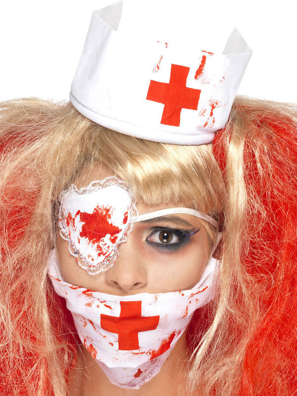 Zombie Horror Krankenschwester Set weiss-rot