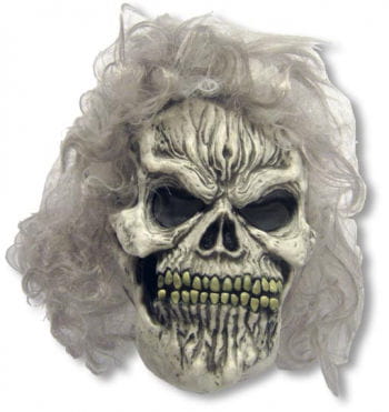 Totenschädel Halloween Maske mit Perücke